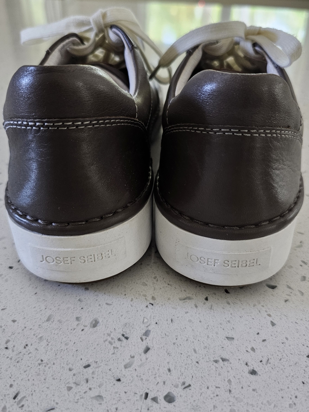 Josef Seibel Brown Leather Women's Sneakers with White Soles